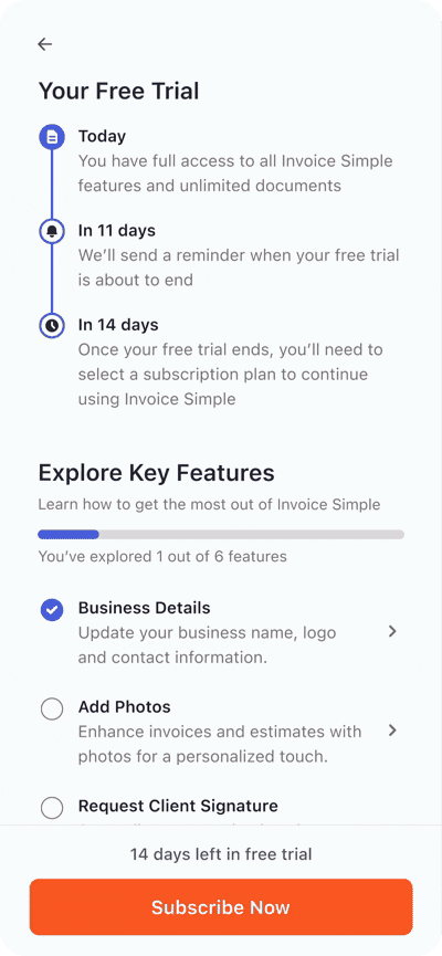 Animation showing the start of a feature demo
