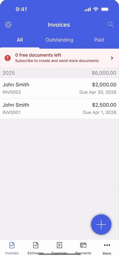 Animation demonstrating the limitations of the Invoice Simple freemium model