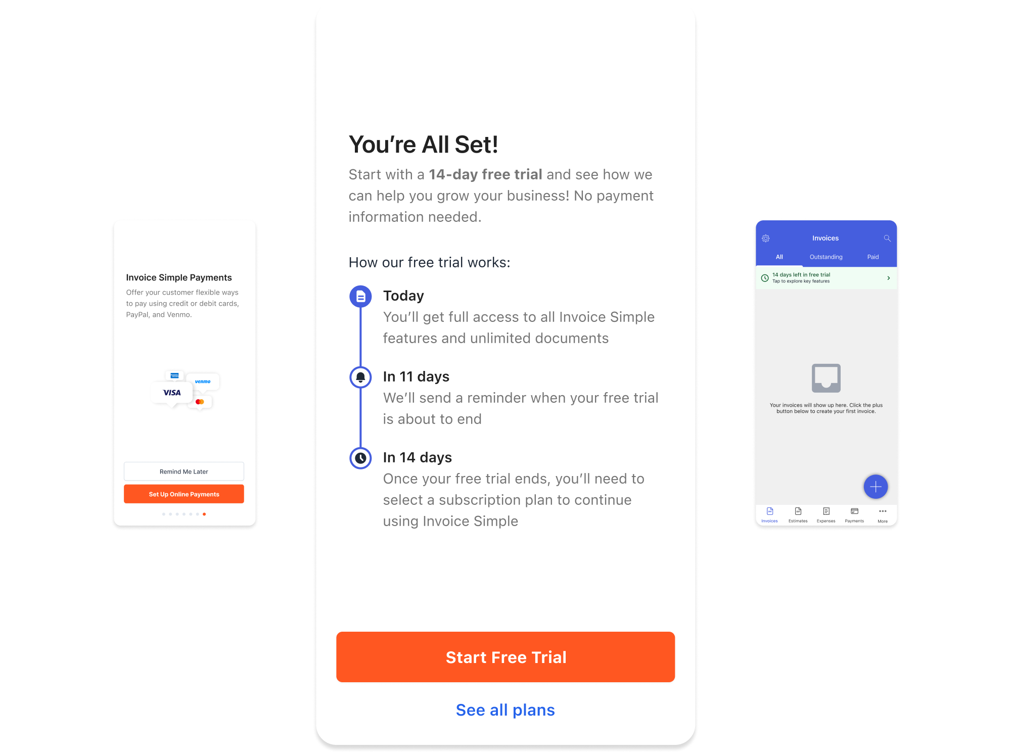 Image showing the free trial intro page